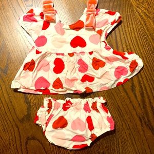 Pink Chicken heart matching set sz 9-12 month